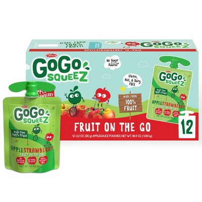GoGo squeeZ Applesauce, Apple Strawberry - 3.2oz/12ct