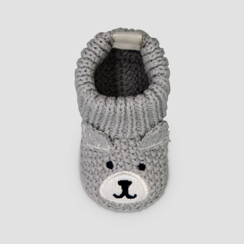 Carter&#39;s Just One You&#174; Baby Boys&#39; Knitted Bear Slippers - Gray, 3 of 7