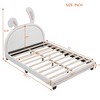 ALEXOUN Upholstered Leather Platform Bed with Rabbit Ornament and Headboard Wood & Slats,Designed for Kids Toddlers Boys Girls - 3 of 4