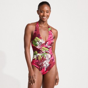 Lands' End Women's Sculpting Suit Plunge Halter High Leg One Piece Swimsuit - 1 of 4