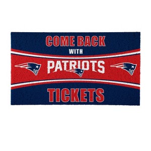 Evergreen Come Back with Tickets New England Patriots 28" x 16" Woven PVC Indoor Outdoor Doormat - 1 of 4