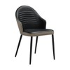 Armen Living,Upholstered Dining Chair in Taupe Gray and Black Faux Leather Black - Set of 2 - 2 of 4