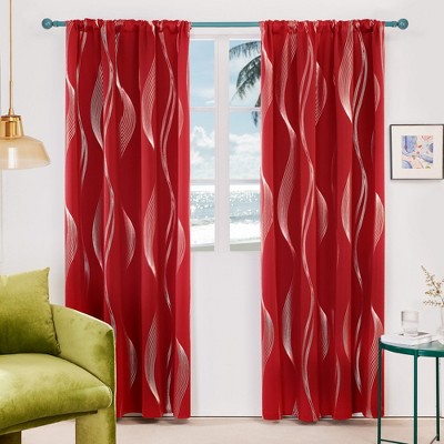 Deconovo Silver Wave Blackout Curtains (2 Panels, Back Tab/Rod)