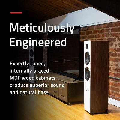 Natural Walnut Wireless Floorstanding Speakers with Bluetooth and Optical Audio