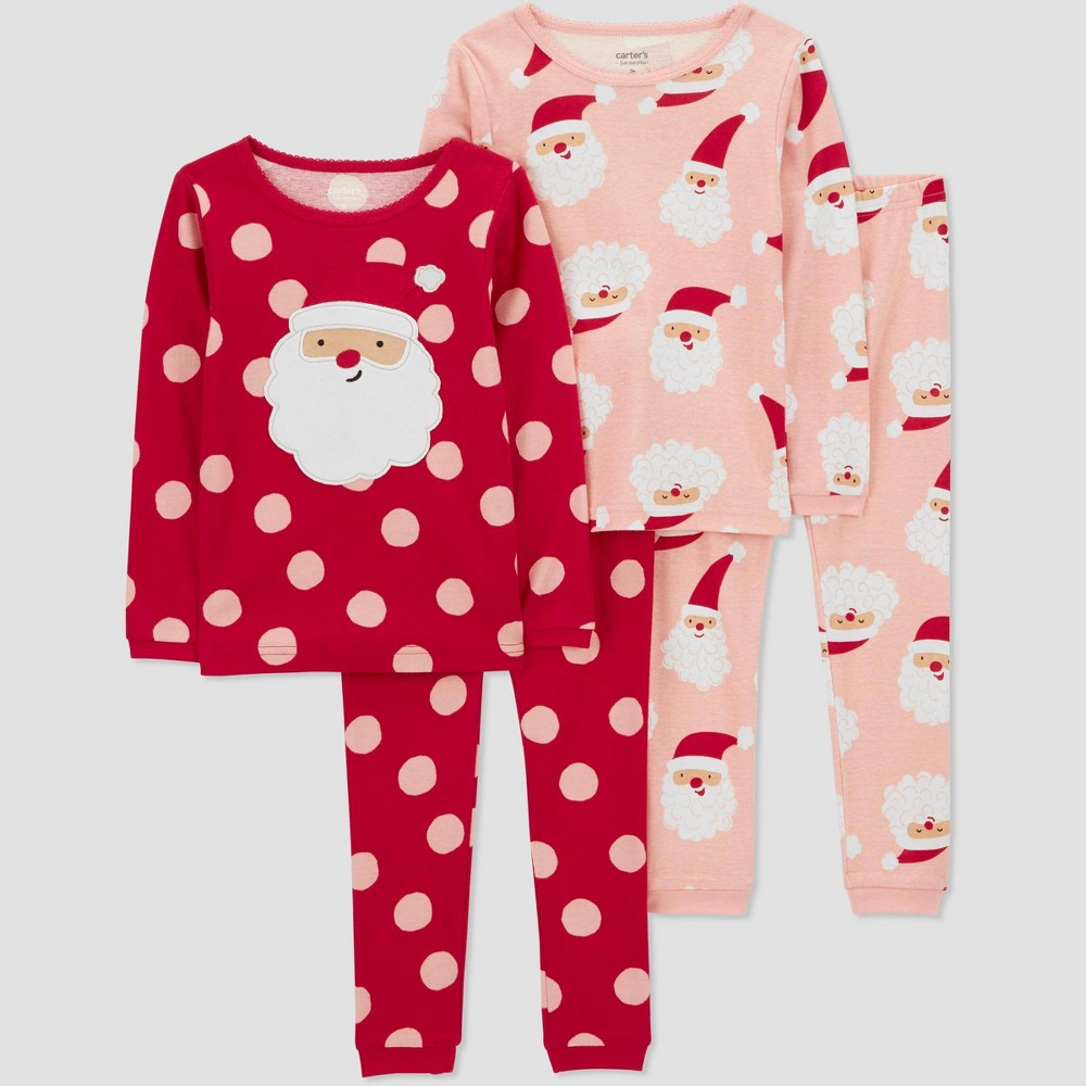 Carter's Just One You® Toddler Girls' Polka Dot Santa Pajama Set - Pink 18M