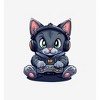 Focused Gamer Cat Adult Crew Neck Long Sleeve Tee - 2 of 2