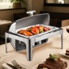 VEVOR Roll Top Chafing Dish Buffet Complete Set, 9Qt Stainless Steel Chafer with Full Size Pan, Rectangle Catering Warmer Server, Silver - 2 of 4