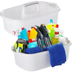 2-Pack Large Cleaning Caddy with Handle, Portable Plastic Tote Organizer for Shower, Bathroom, Kitchen Under Sink Storage - 1 of 4