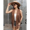 Whizmax Women's Fringe Vest 70s Hippie Faux Suede Rivets Sleeveless Costume Fringe Jacket - 2 of 4