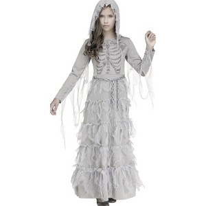 Fun World Girls' Skeleton Ghost Dress Costume - 1 of 3