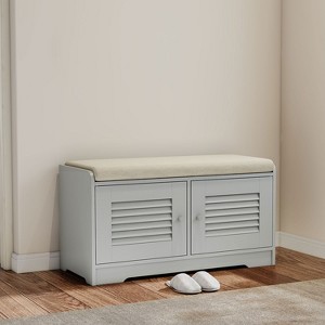 KTMBDW 28.74" Shoe Storage Bench with 2 Door Cabinet & Padded Seat Cushion, Shoe Cabinet, Shoe Bench Shoe Organizer for Entryway, Hallway - 1 of 4