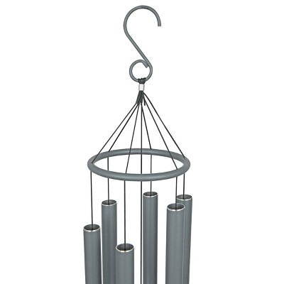 39" Gray Aluminum Wind Chime with Blue Gemstone