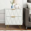 CIPACHO 2 White Modern Bedroom Night Stands with 2 Drawers Wood & Golden Metal Legs Also for Living Room - 3 of 4