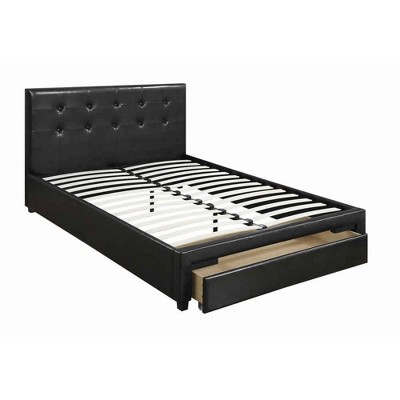 Queen Captivating Bed with Drawer Black - Benzara