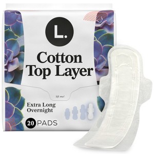 L . Organic Cotton Maxi Extra Long Overnight Pads - 1 of 4