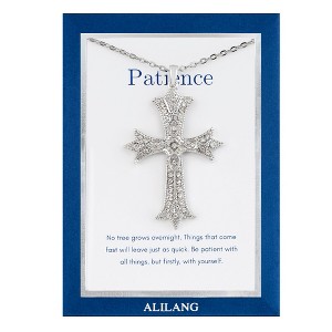 Anna-Kaci Silver Tone Crystal Rhinestone Cross Patonce Fashion Necklace with Message Card Envelope Jewelry Gift - 1 of 4