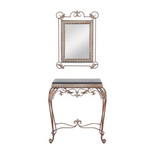 Set of 2 Traditional Iron Console Tables with Mirror Bronze - Olivia & May: Elegant Foyer Furniture, Wall-Mountable - 1 of 4