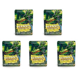 Dragon Shield 5 Packs Dragon Shield Matte Mini Japanese Apple Green 60 ct Card Sleeves Value Bundle! - 1 of 4