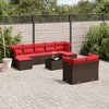vidaXL 10 Piece Patio Sofa Set with Cushions Brown Poly Rattan - 2 of 4