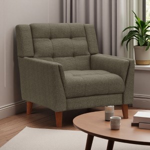 Mid-Century Modern Armchair with Tufted Waffle Stitch and Rubber Legs - 1 of 4