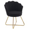 Vanity Chair with Back, Teddy Fleece Shell Accent Chair for Living Room, Criss Cross Chair with Gold Legs, Makeup Chair for Bedroom Desk Chair - 2 of 4