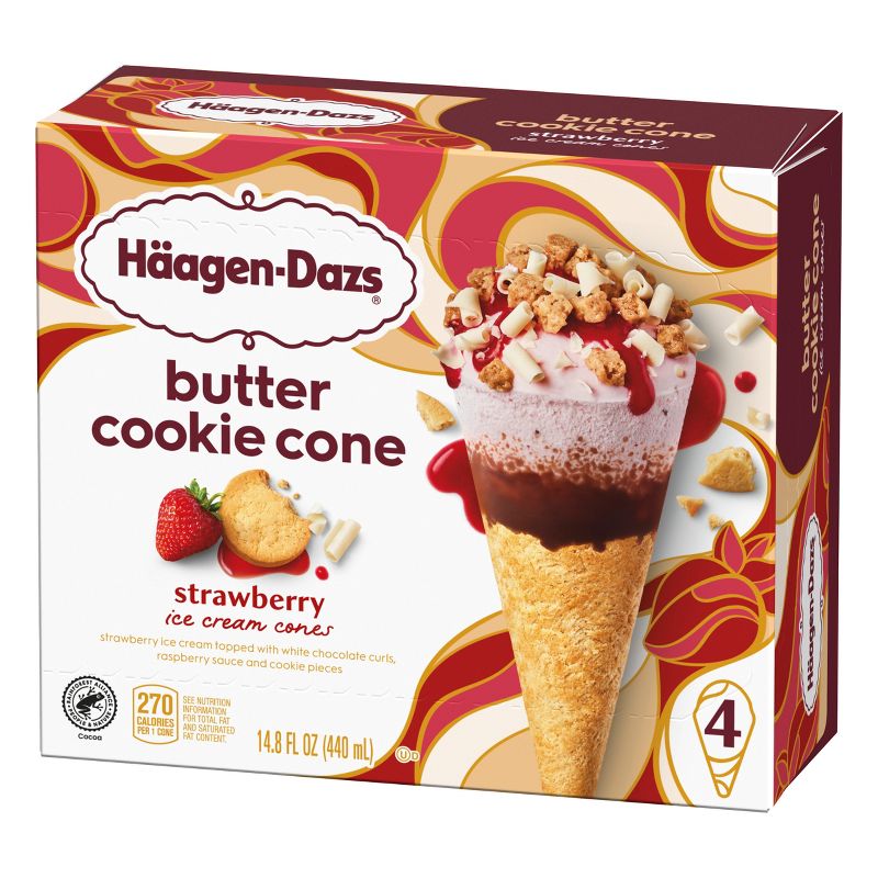 Haagen-Dazs Frozen Strawberry Cookie Cone - 4ct/14.8oz, 4 of 8