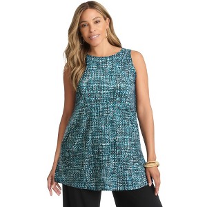 Jessica London Women's Plus Size Stretch Knit Tunic Tank - 1 of 4