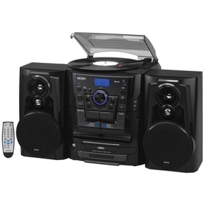 Jensen Bluetooth 3-Speed Stereo Turntable System with 3 CD Changer + AM/FM Dual Cassette and Remote - 1 of 3