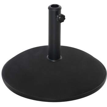 Outsunny 20" 55 lbs Round Cement Umbrella Base Stand Market Parasol Holder with Tightening Knob for Φ1.3" Φ1.5" Φ1.9" Pole for Lawn Backyard Black