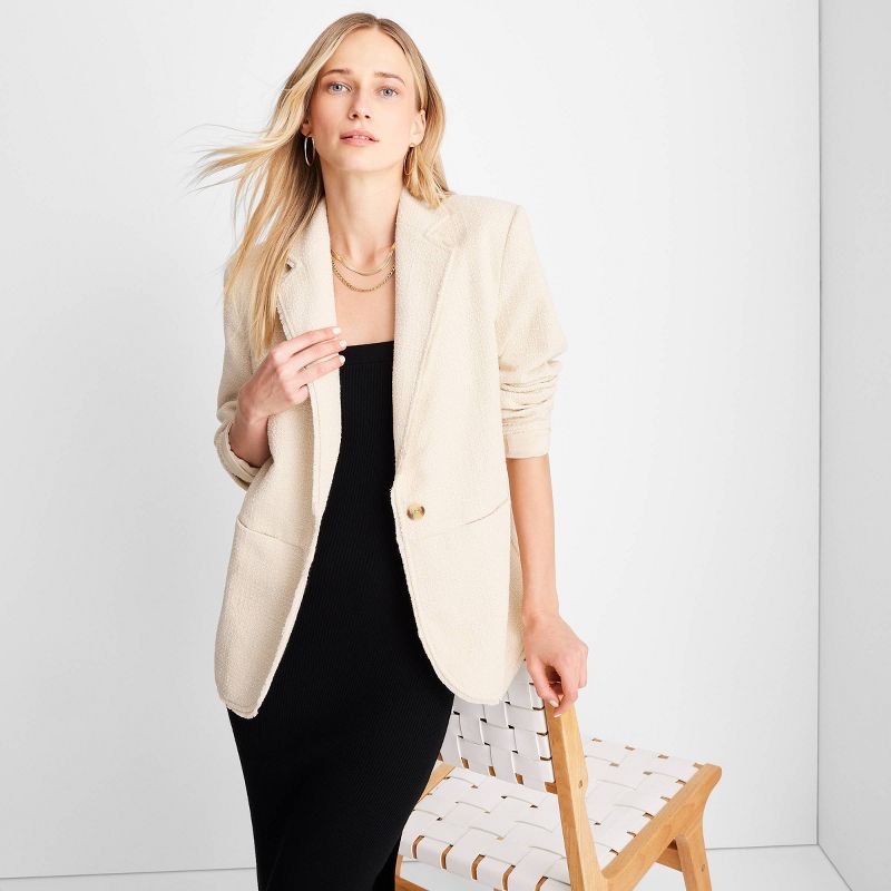 Women's Boucle Frayed Edge Blazer - Future Collective™ with Jenny K. Lopez, 3 of 6