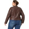 Agnes Orinda Women's Plus Size PU Motorcycle Zipper Pocket Faux Jackets - 4 of 4