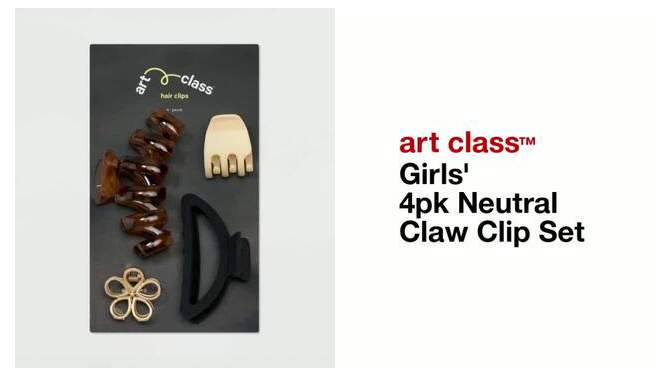 Girls&#39; 4pk Neutral Claw Clip Set - art class&#8482;, 2 of 5, play video