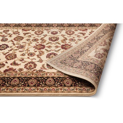 Ivory and Brown Tufted Oriental Floral 8' x 10' Area Rug