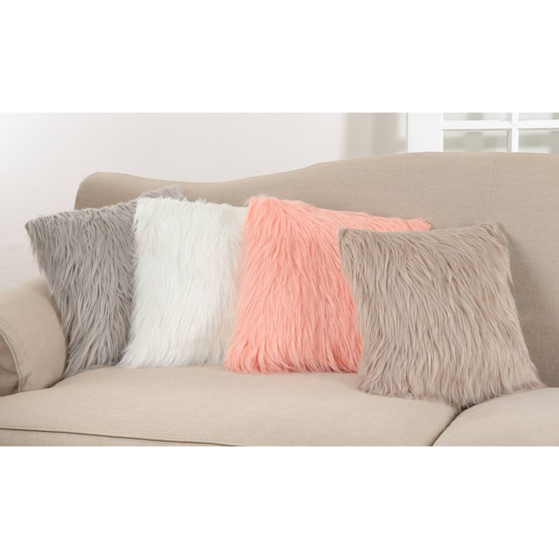 18"x18" Poly Filled Long Hair Faux Fur Square Throw Pillow - Saro Lifestyle, 4 of 5