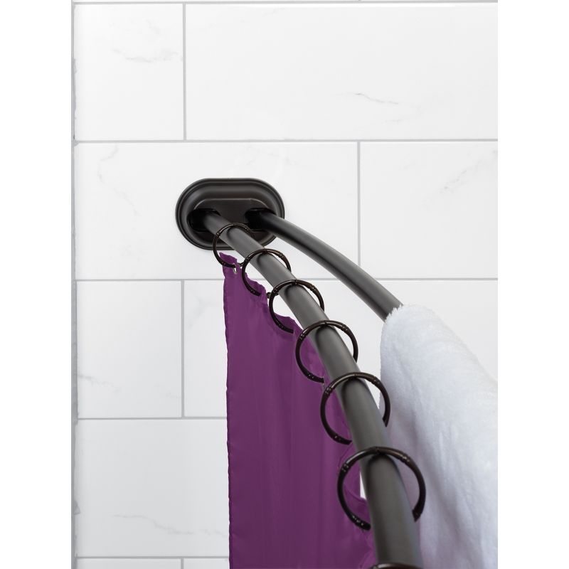 NeverRust Aluminum Double Curved Tension Shower Rod Bronze - Zenna Home, 3 of 5