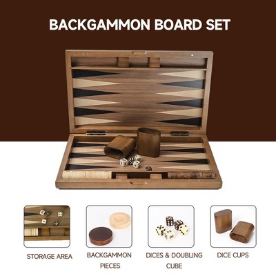 Medium Walnut and Coffee Color Wooden Backgammon Set