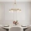 LNC Amaduz 6-Light 27" Modern Wagon Wheel Cone Large Chandelier, Gold with Seeded Cone Glass - 2 of 4