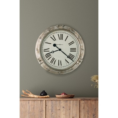 Oversized Beige Metal Transitional Wall Clock