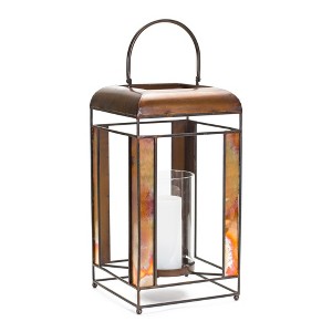 Metal Lantern – Bronze Finish with Glass Panels – 17.25"H Candle Holder By Melrose - 1 of 3