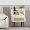 Jojoka Rattan Nightstands Set of 2, Nightstand with Charging Station, Bedside Table with Drawer and Shelf, End Table with USB Ports and Outlets - 4 of 4