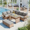 COWLOWN Gray 5-Piece Outdoor Patio Sofa Set PE Rattan Sectional Furniture for Garden, Backyard & Poolside - 2 of 4