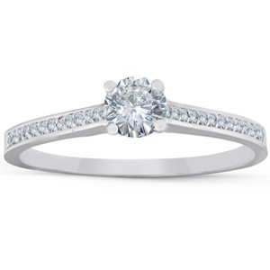 Pompeii3 1/2 Ct Diamond Engagement Ring With Side Stones 14k White Gold - 1 of 4