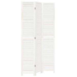 vidaXL Room Divider 3 Panels White Solid Wood Paulownia - 1 of 4
