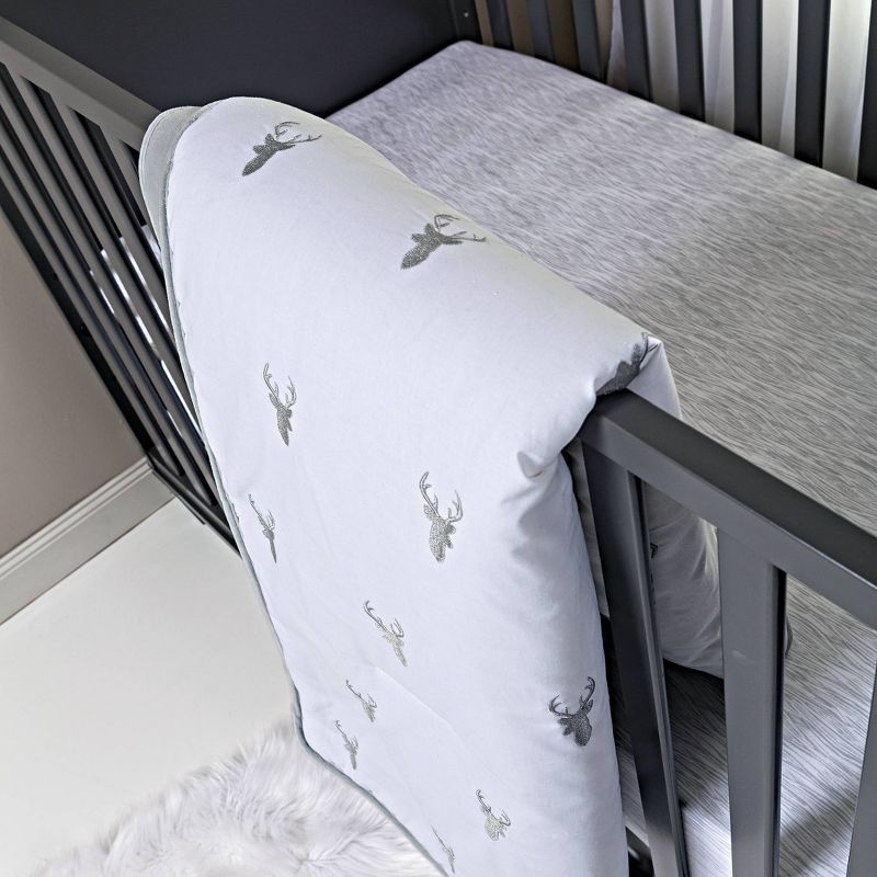 Trend Lab Deluxe Flannel Fitted Crib Sheet - Gray Stag Silhouettes, 4 of 5