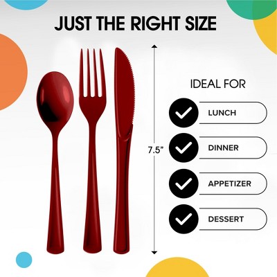 Burgundy Heavy-Duty Plastic Disposable Cutlery Set - 150 Pieces