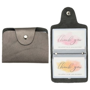 Unique Bargains Leather Slim ID Card Business Card Holder Wallets with 24 Slots 4" x 3" 2 Pcs - 1 of 4