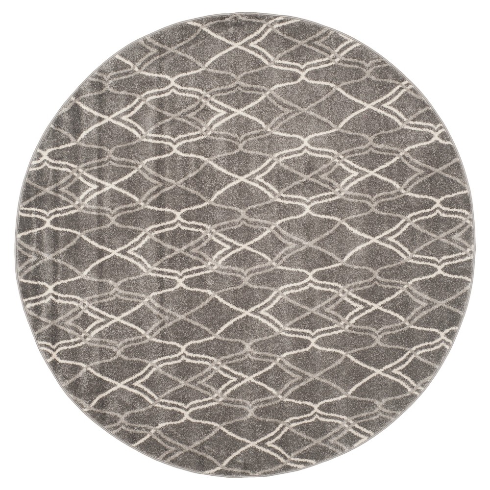 Toulouse Round 7' Indoor/Outdoor Rug - Gray - Safavieh