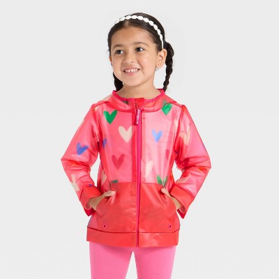 Toddler Girls' Heart Printed Clear Rain Jacket - Cat & Jack™ Pink