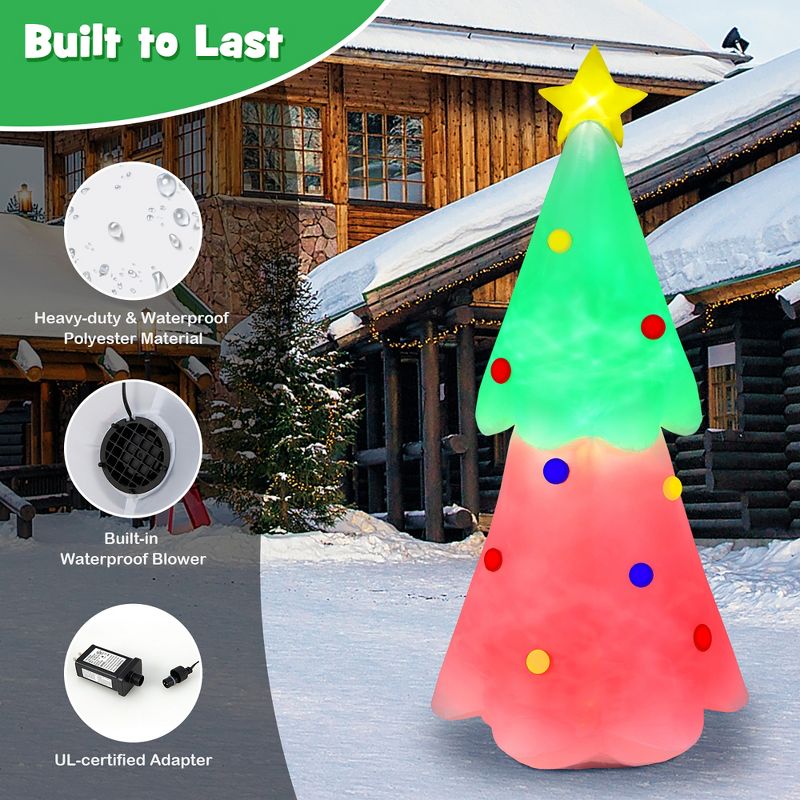 Costway 6.2 FT Inflatable Christmas Tree Blow-up Xmas Tree with Topper Star & Lights, 5 of 11