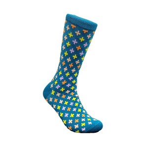 Turquoise with Colorful Plus Pattern Socks from the Sock Panda (Men's Sizes, Adult Large) - 1 of 3